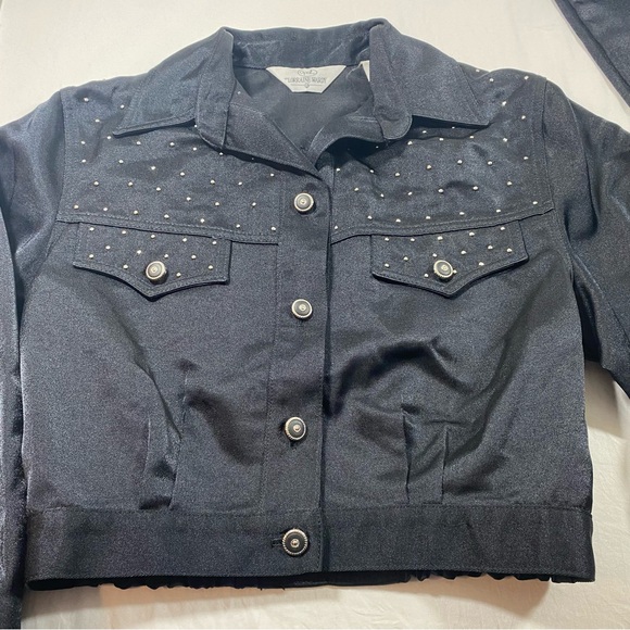 Opal by Lorraine Wardy Black Studded Women's Jacket and pant set size 6 Western - Picture 7 of 15